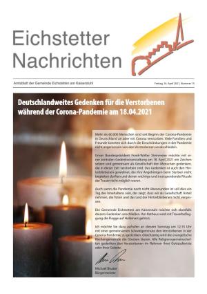 Deutschlandweites Gedenken Für Die Verstorbenen Während Der Corona-Pandemie Am 18.04.2021