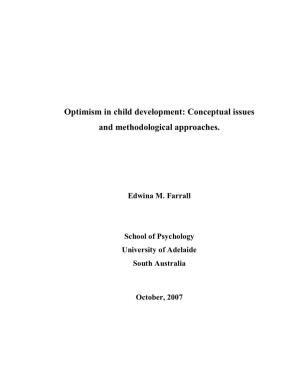Optimism in Child Development: Conceptual Issues and Methodological Approaches
