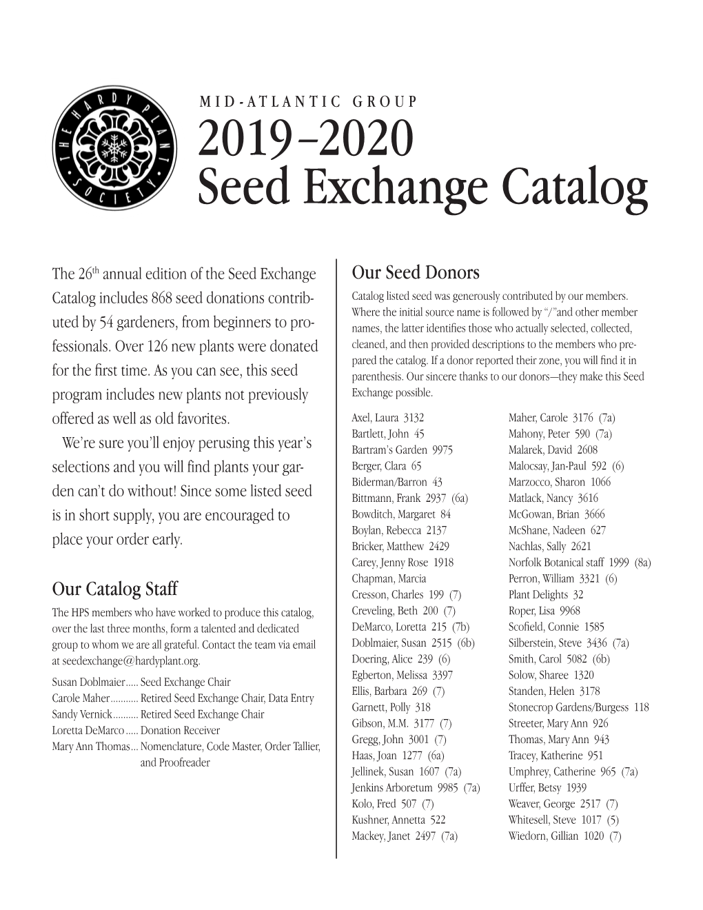 2019–2020 Seed Exchange Catalog 1 Agastache – Allium