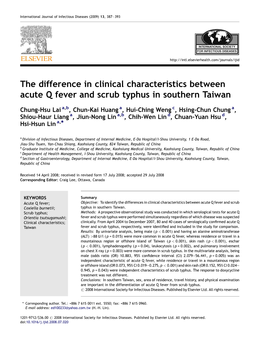 The Difference in Clinical Characteristics Between Acute Q Fever and Scrub Typhus in Southern Taiwan