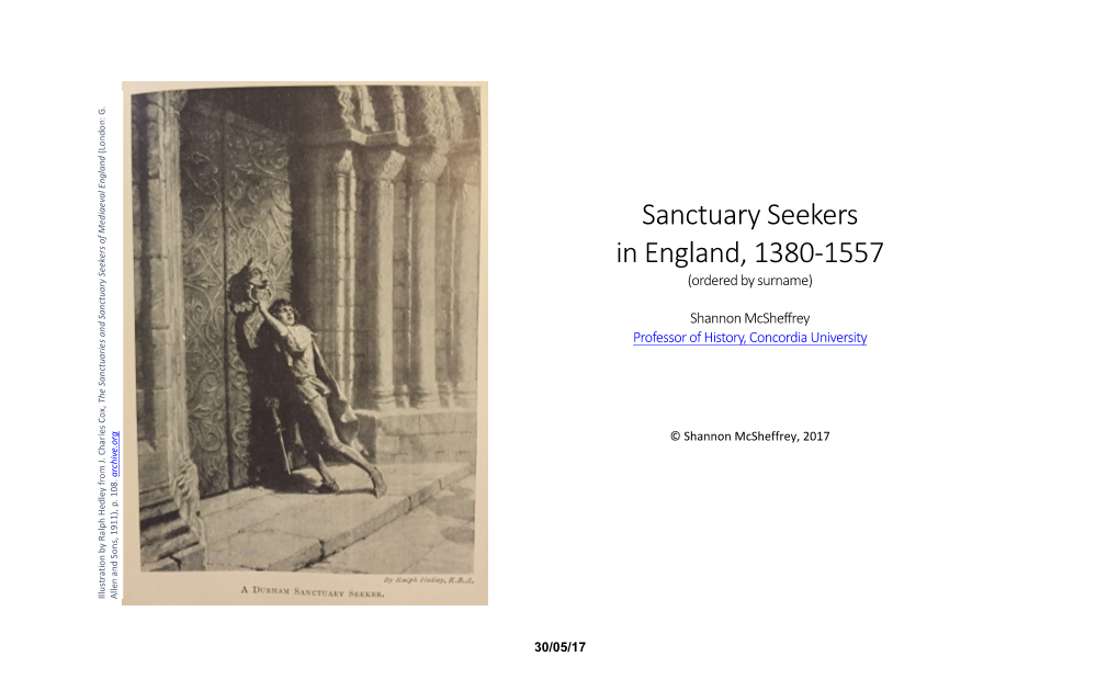 Sanctuary Seekers in England, 1380-1557 (Ordered by Surname)