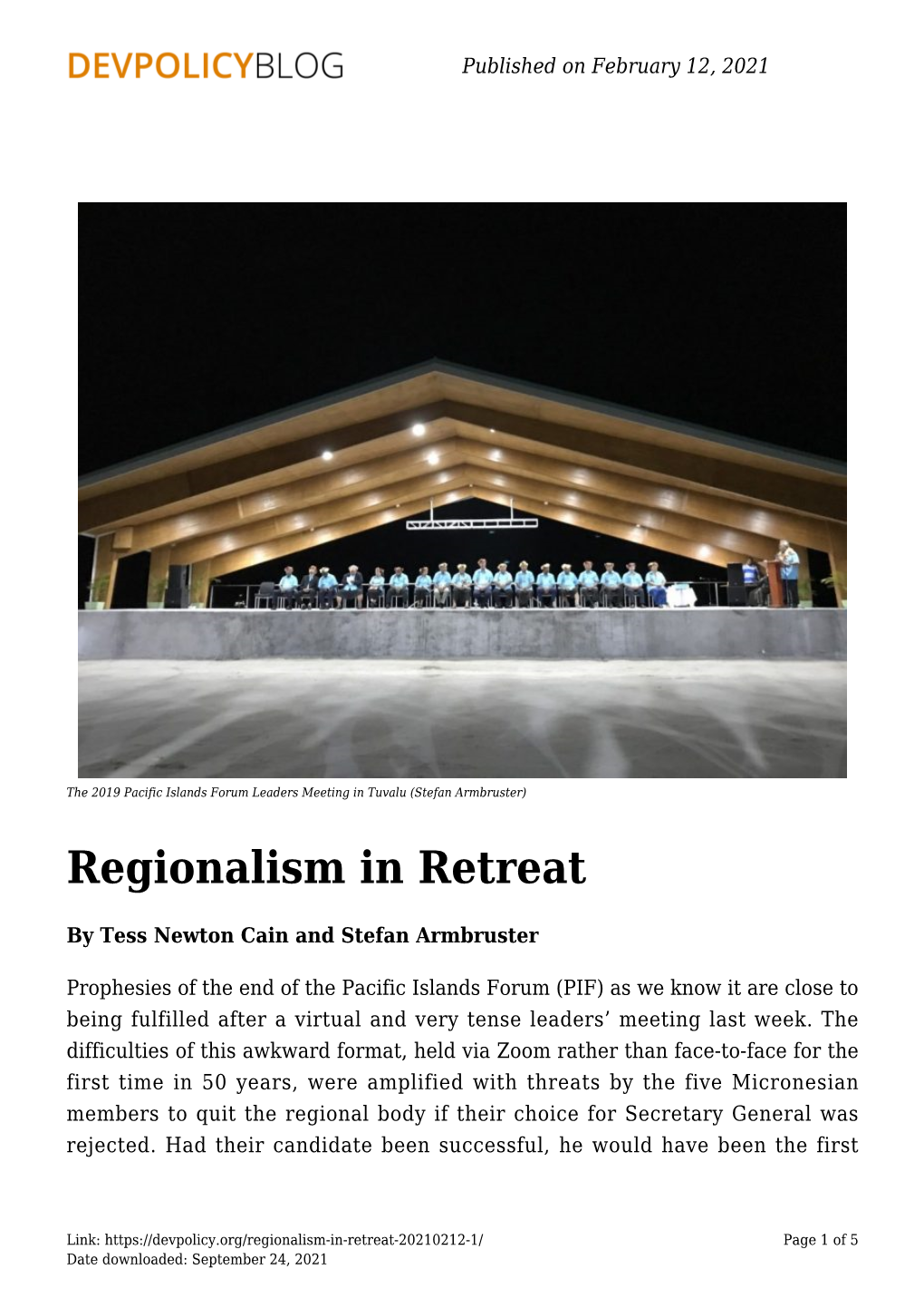 Regionalism in Retreat