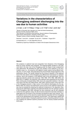 Variations in the Characteristics of Changjiang Sediment Discharging Into the Sea Due to Human Activities J