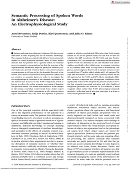 Semantic Processing of Spoken Words in Alzheimer's Disease: An