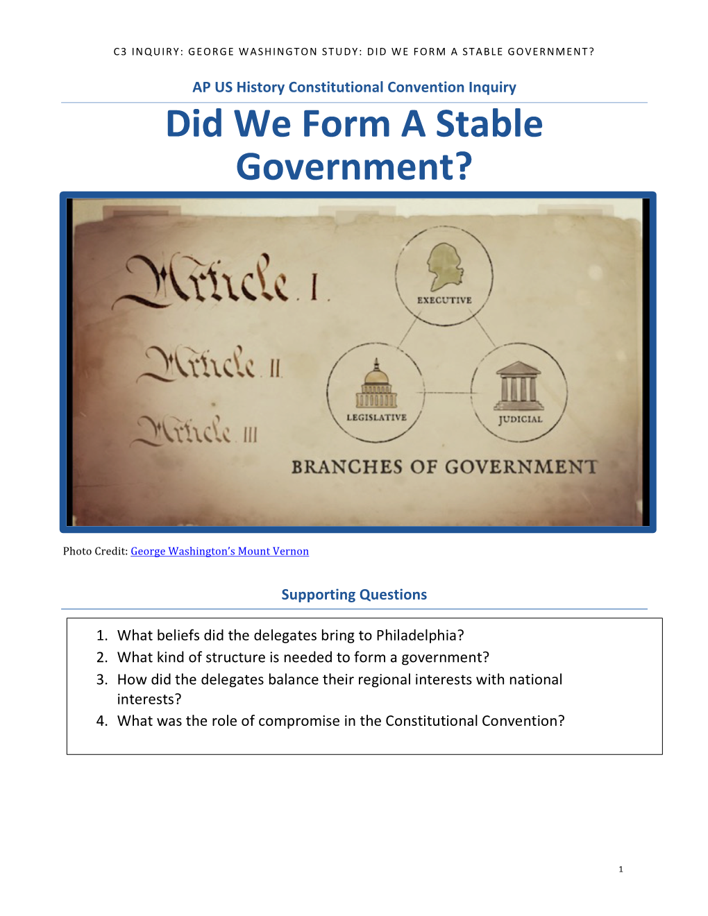 Did We Form a Stable Government?