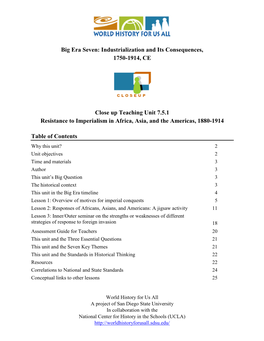 Resistance to Imperialism in Africa, Asia, and the Americas, 1880-1914