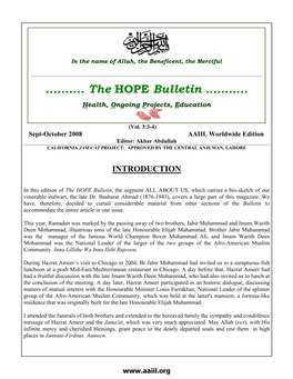 The HOPE Bulletin: September–October 2008 Bulletin
