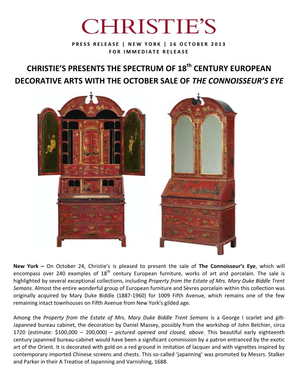 Christie's Presents the Spectrum of 18 Century