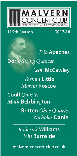 Doric String Quartet Leon Mccawley Tasmin Little Martin Roscoe Coull Quartet Mark Bebbington Britten Oboe Quartet Nicholas Daniel