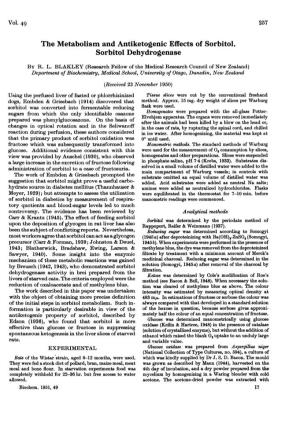 The Metabolism and Antiketogenic Effects of Sorbitol. Sorbitol Dehydrogenase
