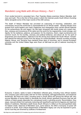 Mandela's Long Walk with African History – Part 1