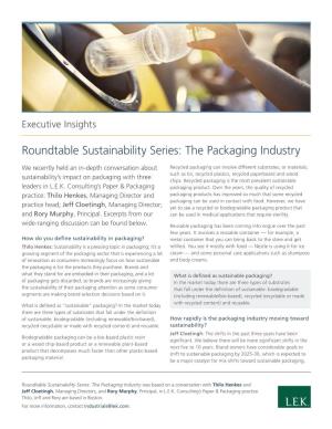 Roundtable Sustainability Series: the Packaging Industry