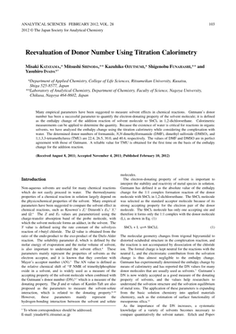 Reevaluation of Donor Number Using Titration Calorimetry