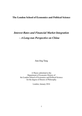 Interest Rates and Financial Market Integration – a Long-Run Perspective on China