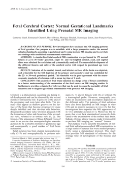 Fetal Cerebral Cortex: Normal Gestational Landmarks Identified