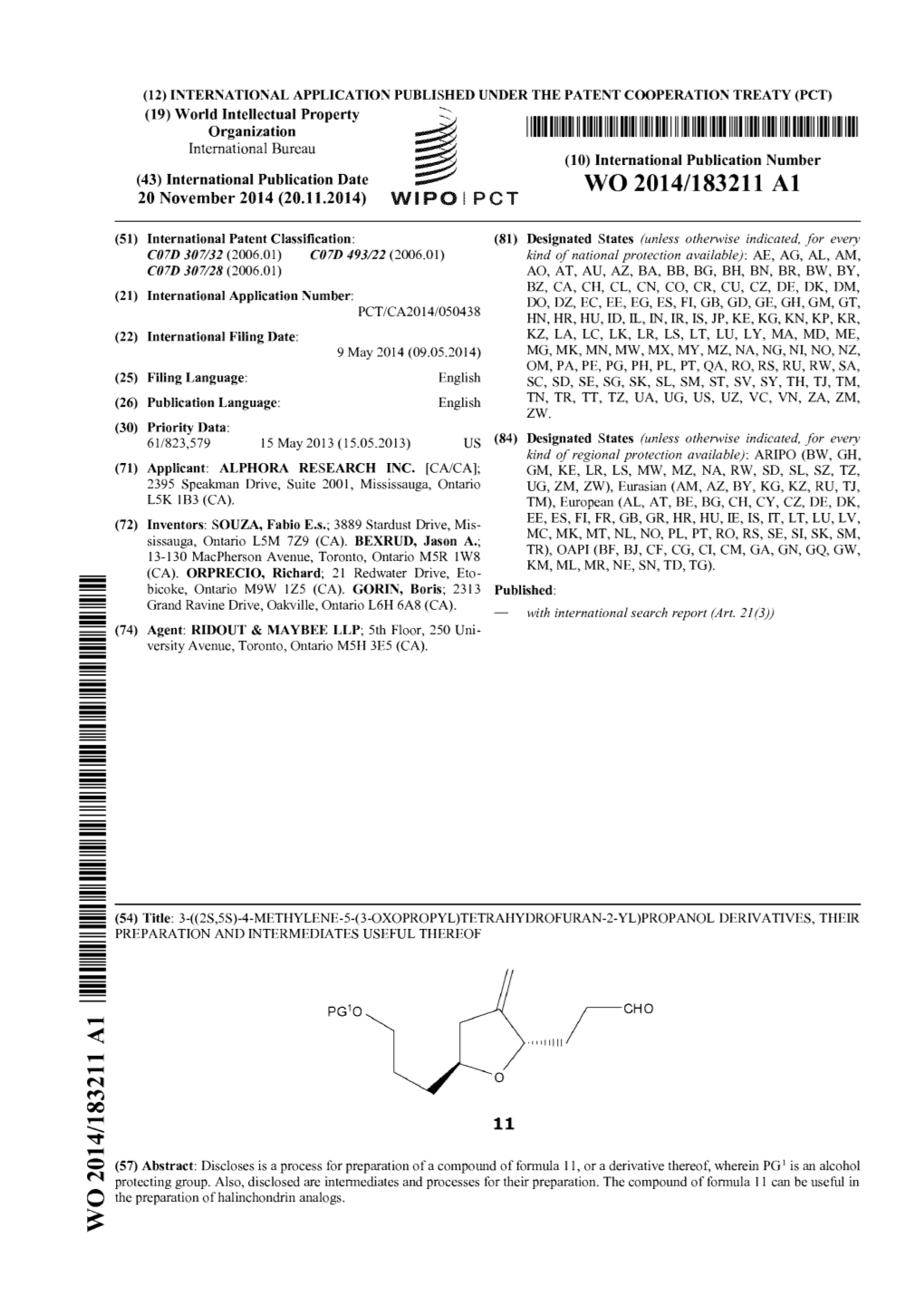 WO 2014/183211 Al 20 November 2014 (20.11.2014) WIPOIPCT