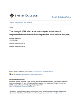 The Strength of Muslim American Couples in the Face of Heightened Discrimination from September 11Th and the Iraq War
