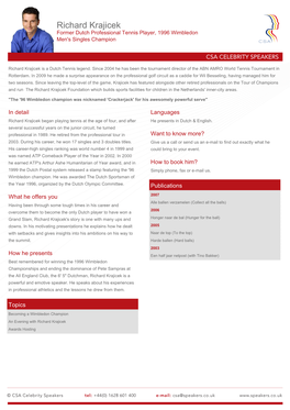Richard Krajicek Speaker Profile