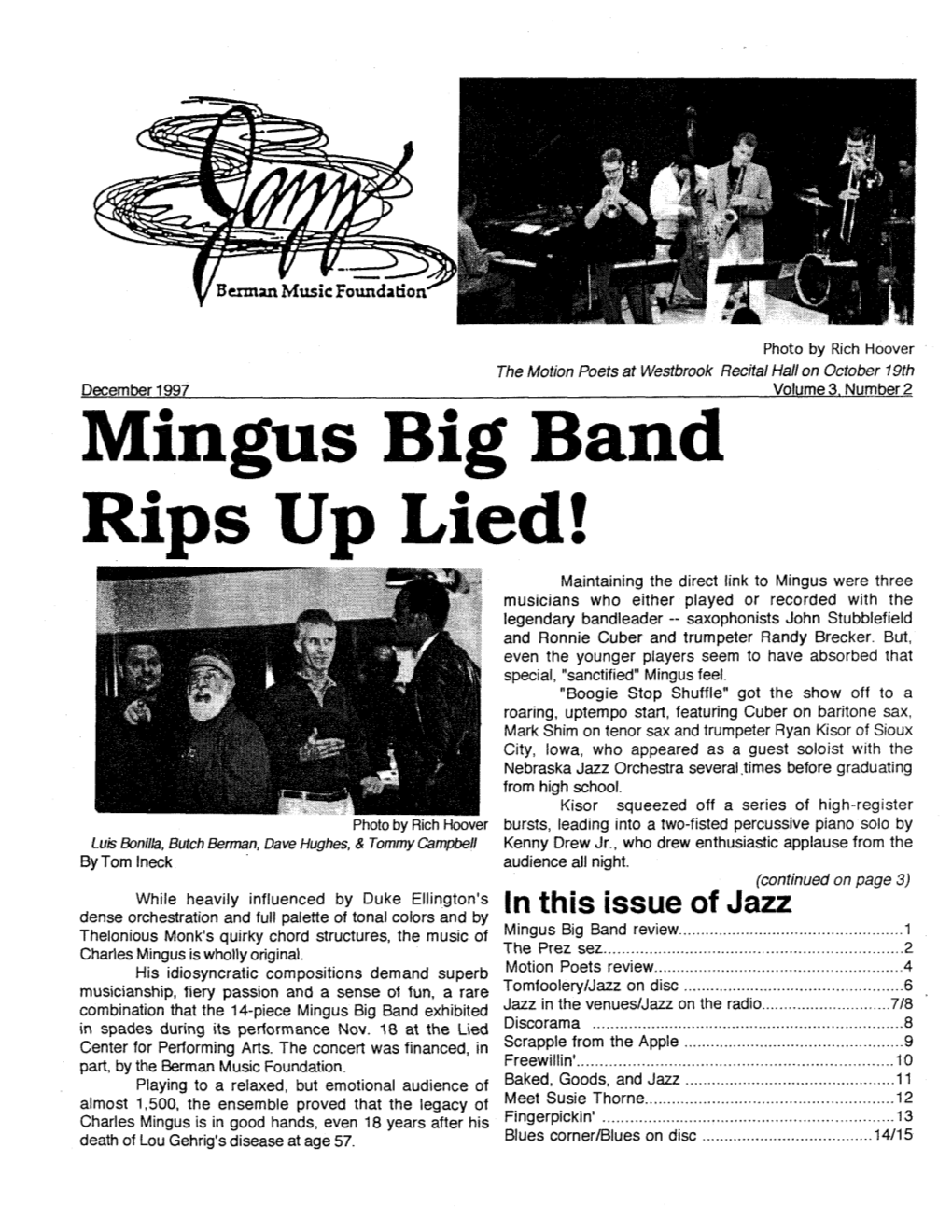 Mingus Big Band Rips up Lied!