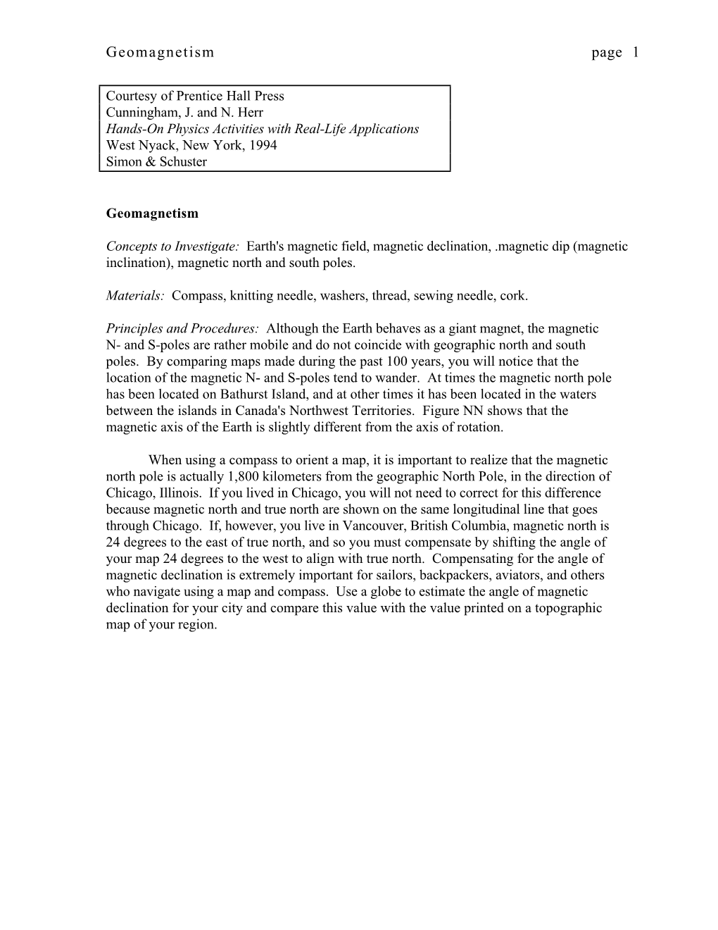 Geomagnetism Page 1