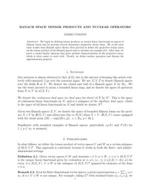 Banach Space Tensor Products and Nuclear Operators