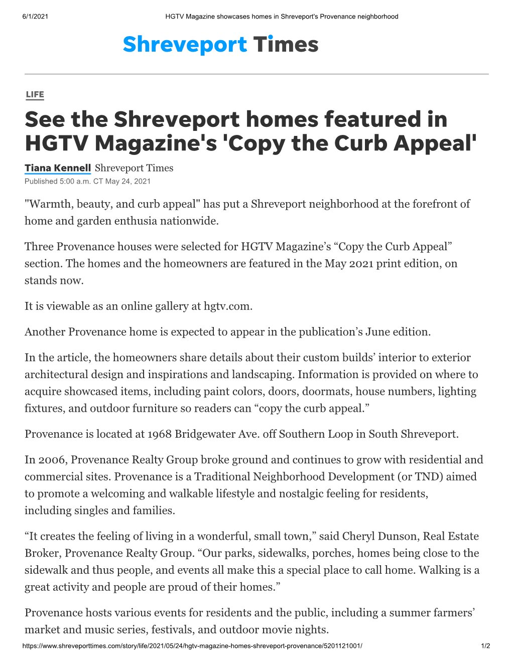 See the Shreveport Homes Featured in HGTV Magazine's 'Copy the Curb Appeal' Tiana Kennell Shreveport Times Published 5:00 A.M