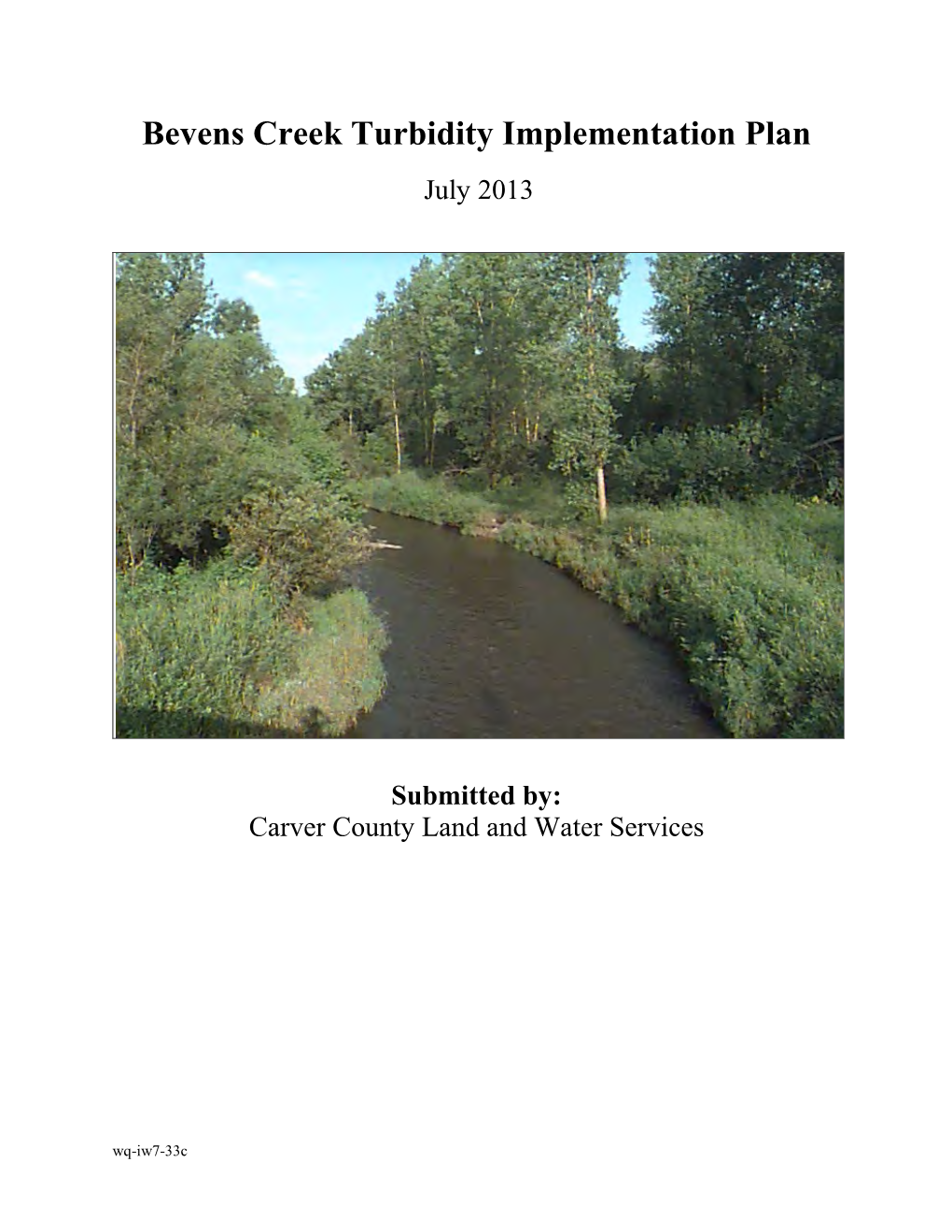 Bevens Creek Turbidity Implementation Plan