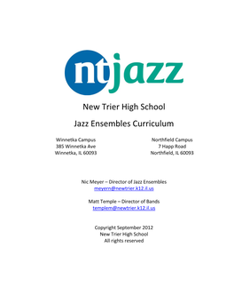 New Trier High School Jazz Ensembles Curriculum