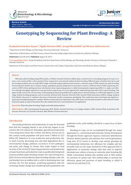 Genotyping by Sequencing for Plant Breeding- a Review