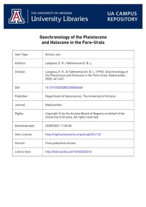 Geochronology of the Pleistocene and Holocene in the Fore-Urals