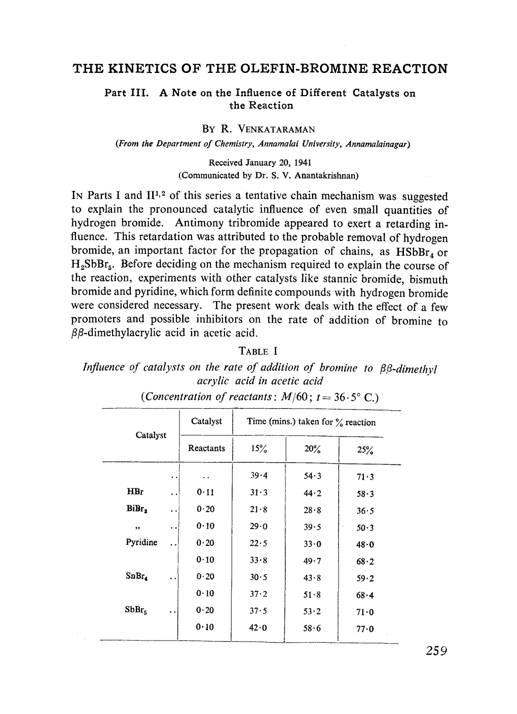 The Kinetics of the Olefin-Bromine Reaction