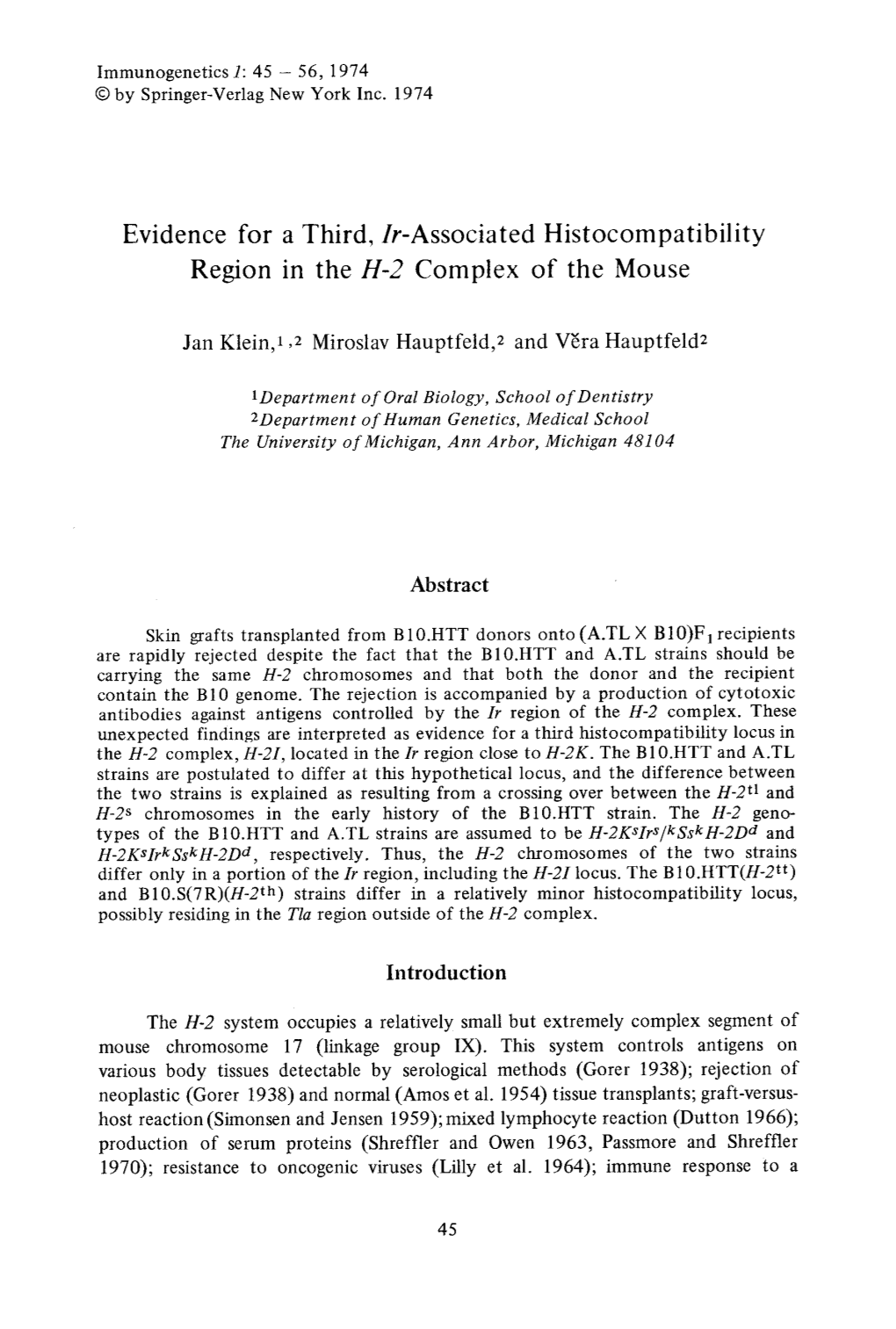 Associated Histocompatibility Region in the H-2 Complex of the Mouse