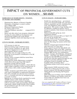 Impact of Provincial Government Cuts on Women….Shame