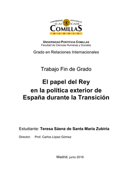 El Papel Del Rey En La Política Exterior De España Durante La Transición
