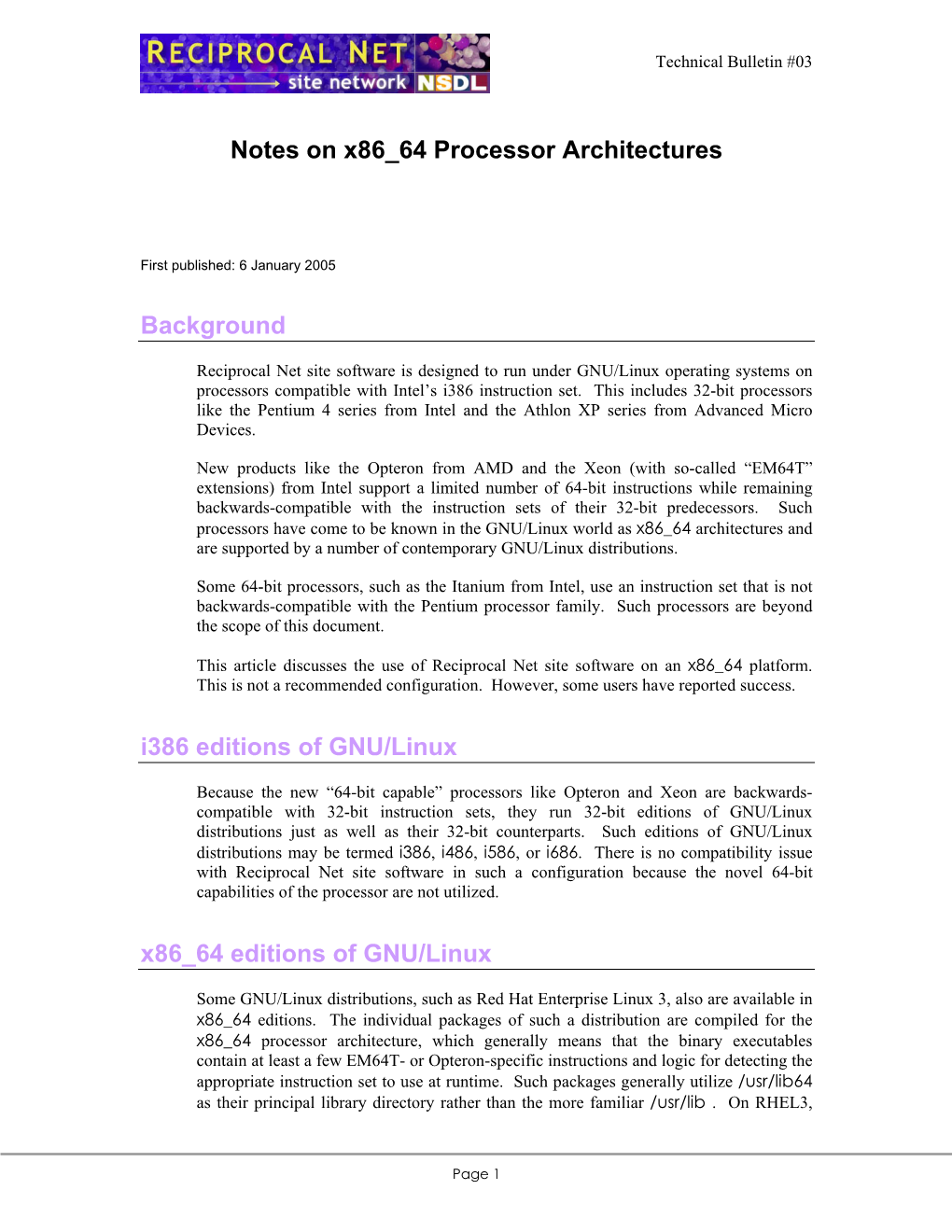 Notes on X86 64 Processor Architectures Background I386