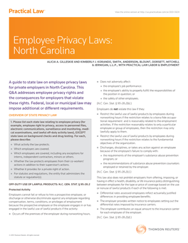 Employee Privacy Laws: North Carolina