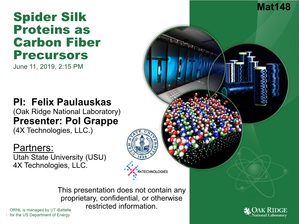 Spider Silk Proteins As Carbon Fiber Precursors June 11, 2019, 2:15 PM