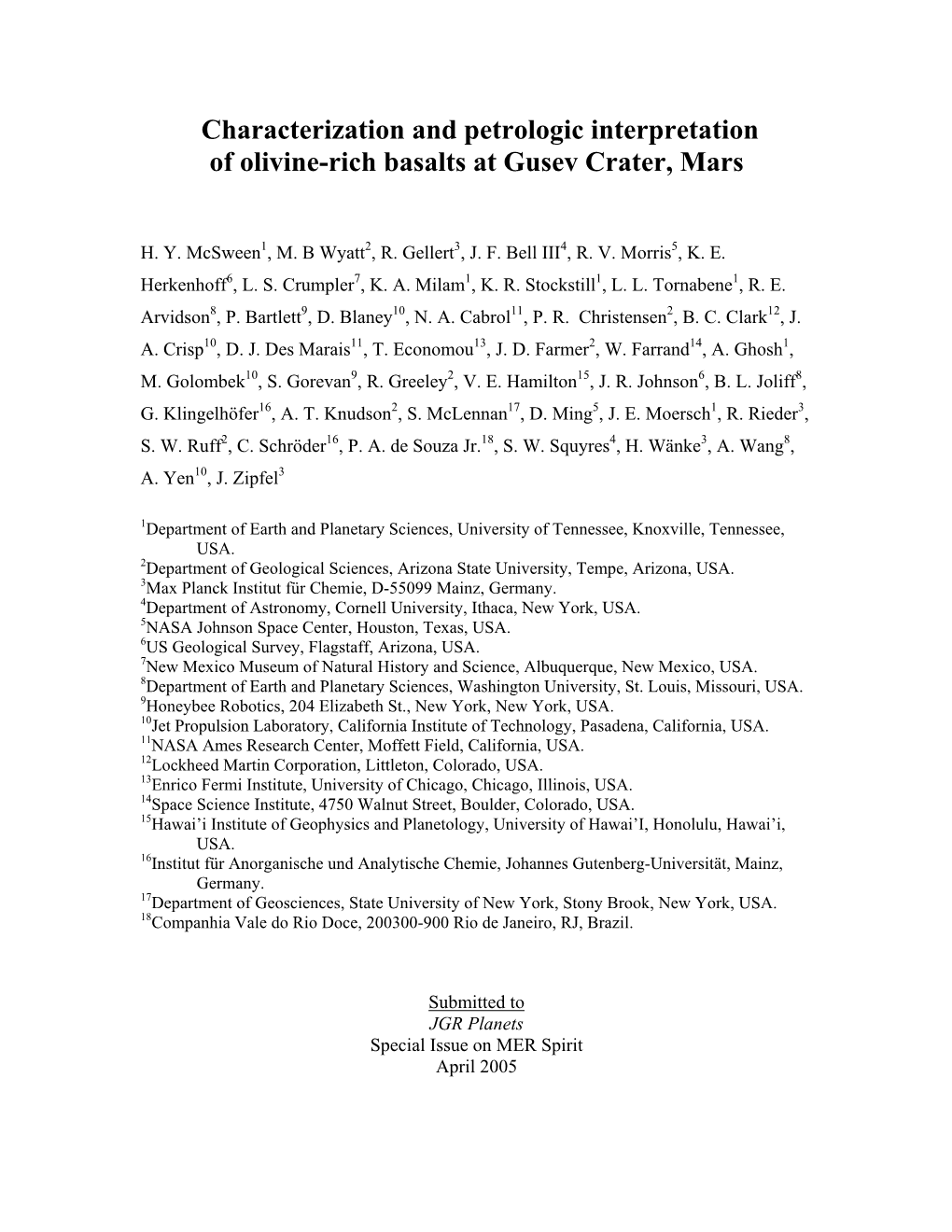 Characterization and Petrologic Interpretation of Olivine-Rich Basalts at Gusev Crater, Mars