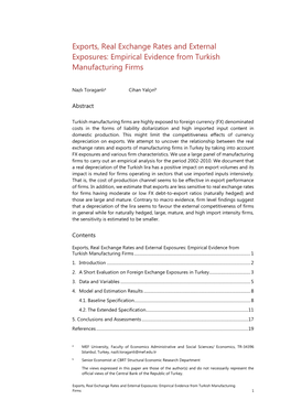 Exports, Real Exchange Rates and External Exposures: Empirical Evidence from Turkish Manufacturing Firms