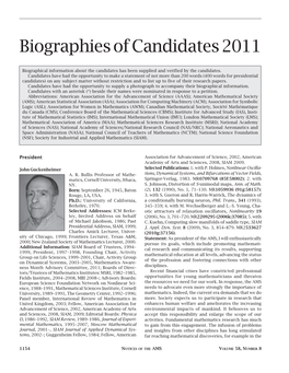 2011 Election Special Section---Biographies of Candidates