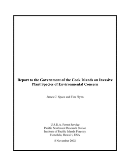 Report to the Government of the Cook Islands on Invasive Plant Species of Environmental Concern