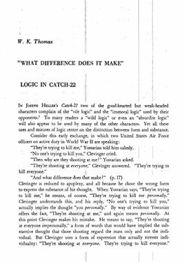 "What Difference Does It Make" Logic in C.Atch-22