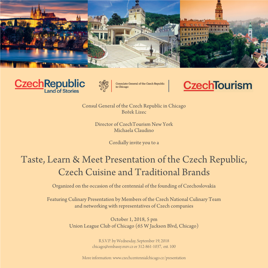 Taste, Learn & Meet Presentation of the Czech Republic, Czech Cuisine