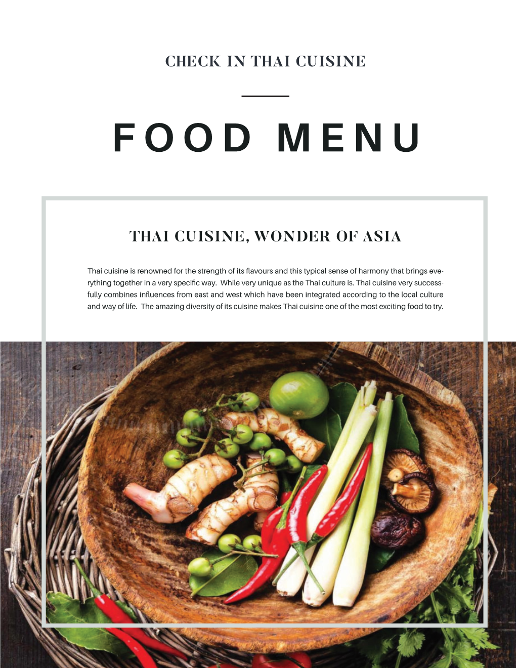 Food Menu Thai Cuisine, Wonder of Asia