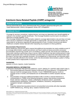 Calcitonin Gene-Related Peptide (CGRP) Antagonist C15443-C