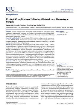 Urologic Complications Following Obstetric and Gynecologic Surgery