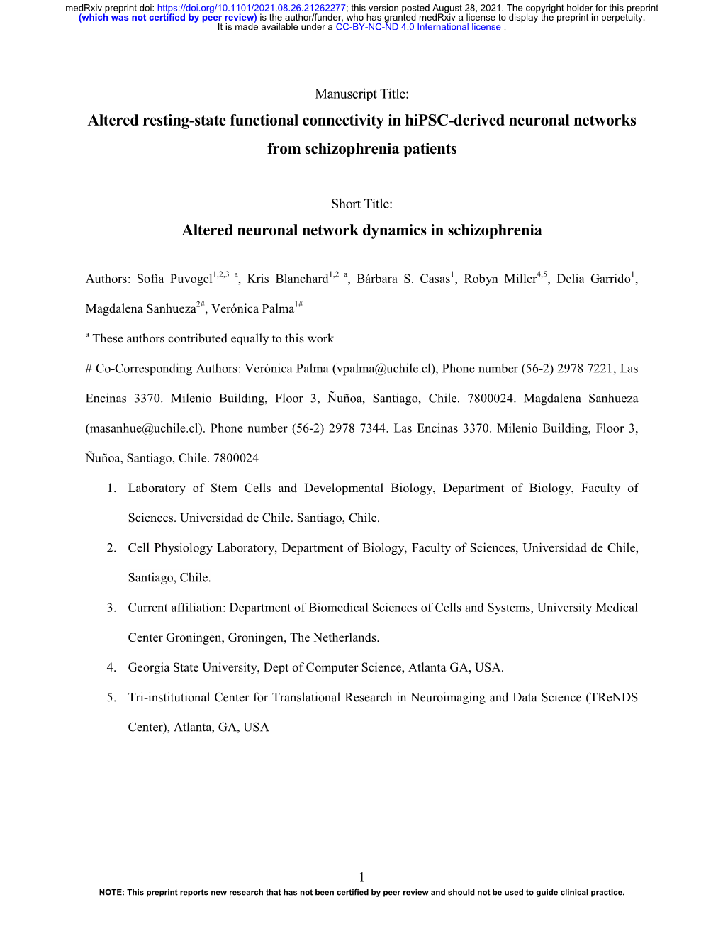 Altered Resting-State Functional Connectivity in Hipsc-Derived Neuronal Networks from Schizophrenia Patients