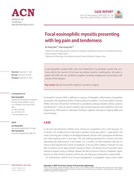 Focal Eosinophilic Myositis Presenting with Leg Pain and Tenderness