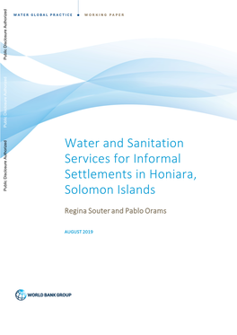 Water & Sanitation Services–Honiara's Informal