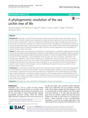 A Phylogenomic Resolution of the Sea Urchin Tree of Life Nicolás Mongiardino Koch1* , Simon E